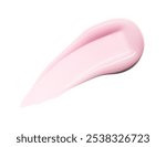 Pink lip gloss texture isolated on white background. Smudged cosmetic product smear. Makup swatch product sample