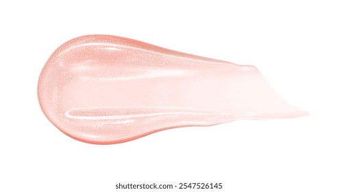 Pink lip gloss texture isolated on white background. Smudged cosmetic product smear. Makeup swatch product sample