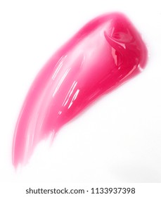 Pink Lipgloss Smudge Over White Background