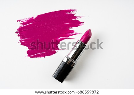 Pink Lipstick and lipstick smear./ Lipstick.