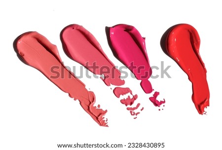 pink lipstick smear, acryl gel, glossy pink nail polish, cosmetics beauty product texture, liquid blush, lipstick, lipgloss swatches