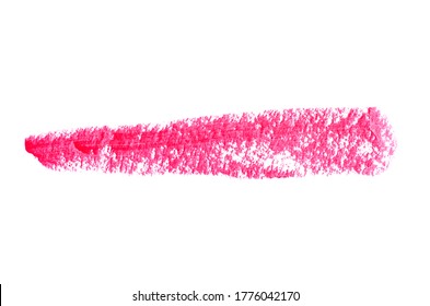 Pink Lipstick Smudge On White Background Isolation, Top View