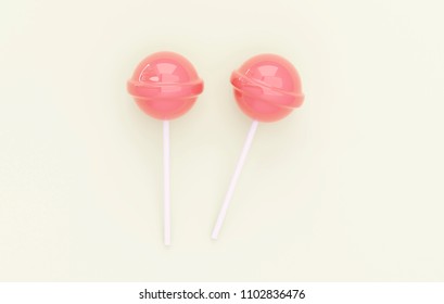 pink lolipop on pastel background. sweet candy concept