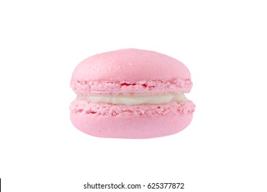 Pink Macaron Homemade, Isolated On White Background