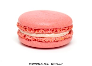 Pink Macaron Isolated On White Background