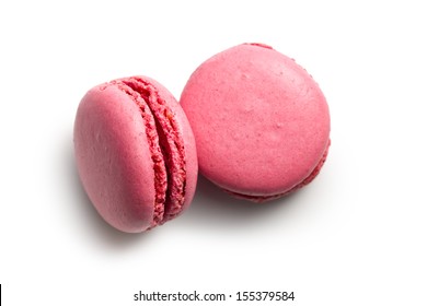 Pink Macaroons On White Background