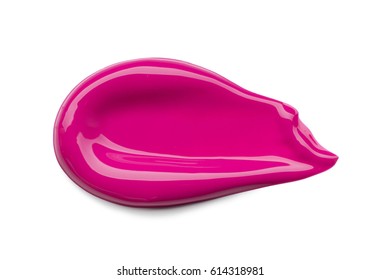 Pink Makeup Smear Of Lip Gloss Isolated On White Background.