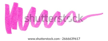 Pink marker stroke texture isolated on a white background. Hand-drawn brush scribble doodle of a bright pink highlighter mark on paper.