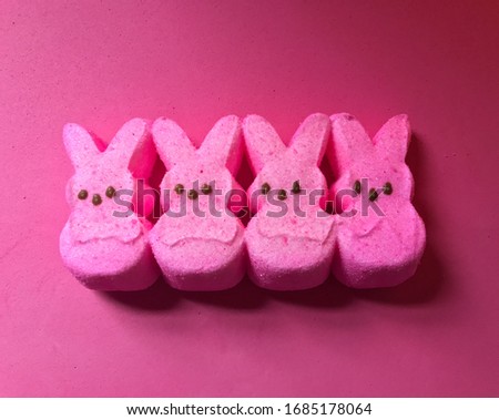 Pink marshmallow Easter peeps candy.