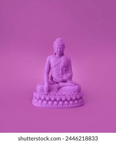 Pink mini Buddha figure on pink background