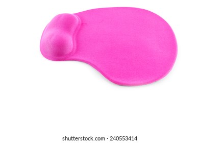 Pink Mouse Pad With Wrist Rest Isolated On White Background