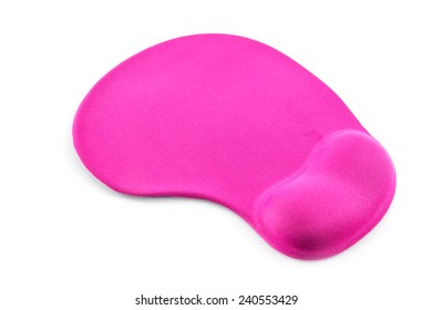 Pink Mouse Pad With Wrist Rest Isolated On White Background