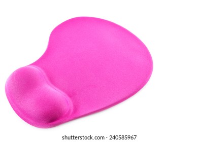 Pink Mouse Pad With Wrist Rest Isolated On White Background