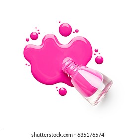 Pink Nail Polish Isolated On White Background