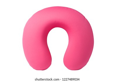 Pink Neck Pillow Isolated On White Background