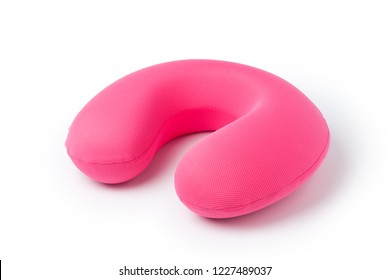 Pink Neck Pillow Isolated On White Background