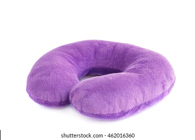 Pink Neck Pillow Isolated On White Background.