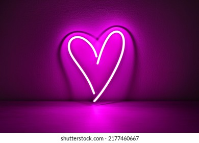 Pink neon sign heart. Trendy style. Neon sign. Custom neon. Home decor. - Powered by Shutterstock