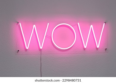 pink neon sign wow. Wow Neon Sign Lights Hanging Decorative Neon Light USB or Battery Operated for Home Bedroom Bar Restaurant Christmas Birthday Party Gift LED Wall Decoration Light-Pink