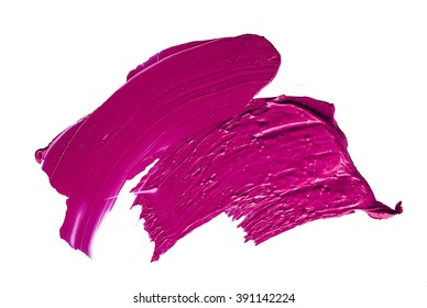 pink oil paint spot isolated on white background
