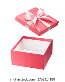 Pink Open Gift Box Isolated On White Background