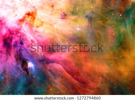 Pink and Orange Color-Enhanced Orion Nebula Galaxy Universe Background Wallpaper Original Image by NASA