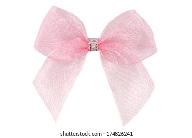 Pink Organza Ribbon Bow Isolated