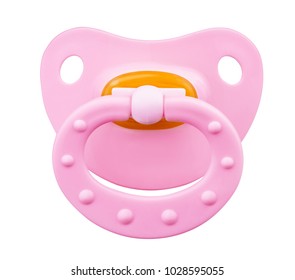 Pink orthodontic pacifier isolated on a white