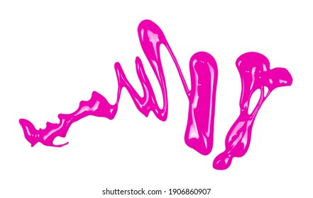 Pink Paint Spill Isolated On White Background, Top View