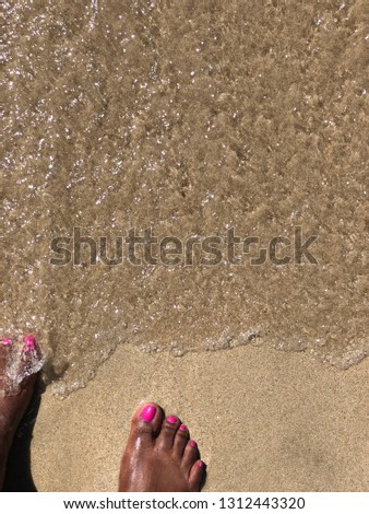 Pink Painted Toes In Sand