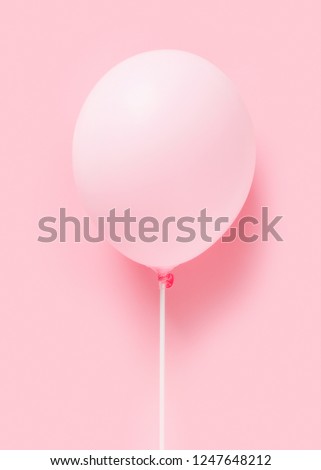 Pink pastel baloon on pink background, lightness, easiness concept, minimalism