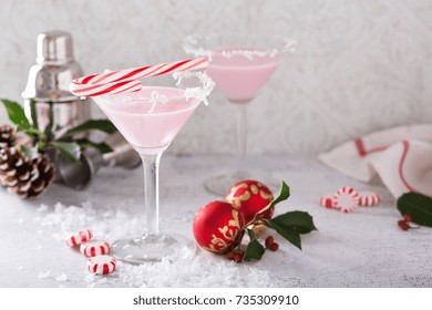 Pink Peppermint Martinis For Christmas Or New Year