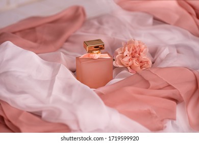 Pink Perfume Bottle With Peonies