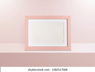 Pink Picture Frame Mockup. Horizontal Layout