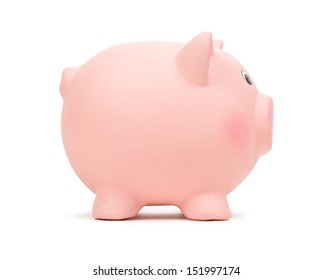 Pink Piggy Bank Isolated On White