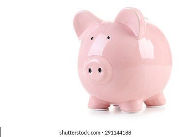 Pink Piggy Bank Isolated On A White