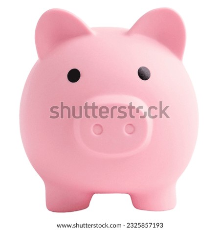 Pink piggy bank on isolated white background. Pig box jar object for collecting money savings and business financial banking coins concept.