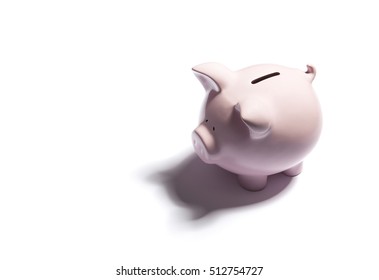 Pink Piggy Bank On White Background 