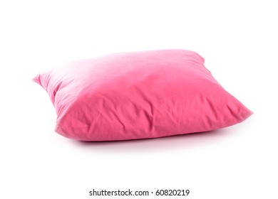 Pink Pillow Isolated On White Background