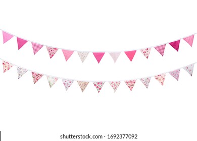 Pink Plain & Floral Fabric Party Bunting