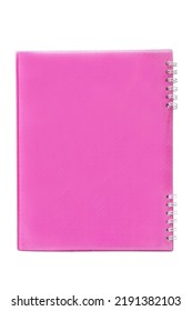 Pink Plastic Cover Spiral Bound Notebook Isolated On White Background