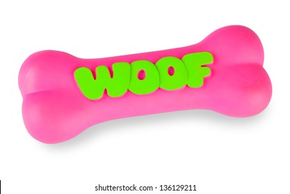 Pink Plastic Dog Chew Toy On White Background