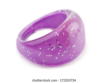 Pink Plastic Finger Ring Isolated On White