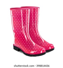 pink polka dot wellies