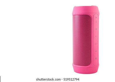 Pink Portable Speaker Bluetooth Isolated On A White Background