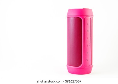 Pink Portable Speaker Isolated On A White Background