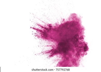 Pink powder explosion on white background. Paint Holi. - Shutterstock ID 757792768