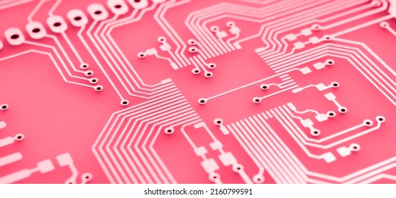 pink printed circuit. layout of tracks.