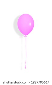 Pink Or Purple Balloon. Party Or Present Concept. Pastel Violet Balloon Isolated On White Background.