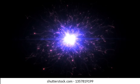 Pink & purple futuristic space particles  in bright round energy structure. space orb VFX design element. Abstract colorful lights background animation energy ray of power electric magnetic.
